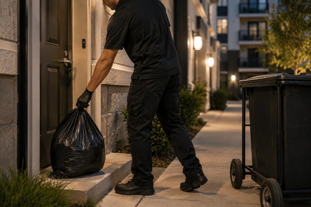 Valet trash collection service worker